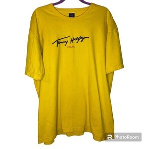 Vintage 90s Tommy Hilfiger bright yellow tee Sz XXL